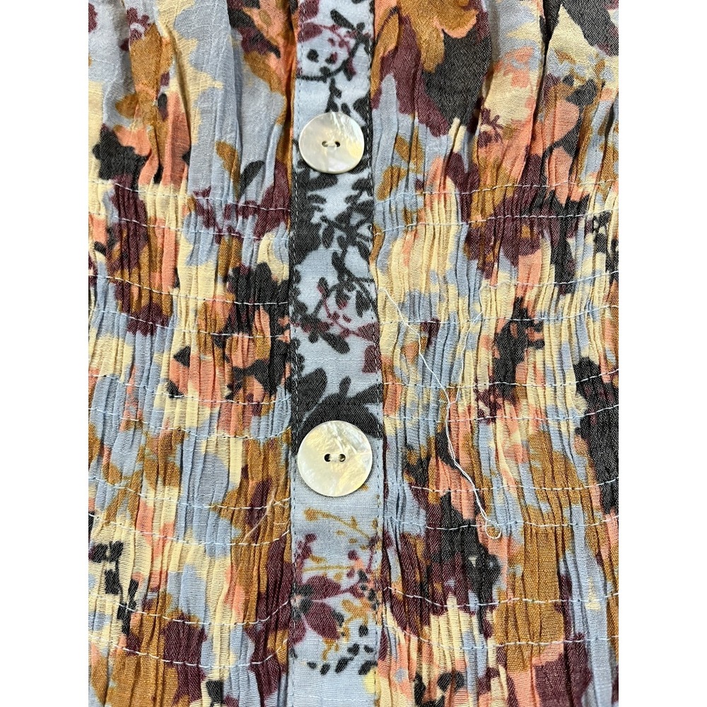 Figeroura &Flower Womens M Floral Midi Dress Smocked Waist Tiered Puff Sleeve - Picture 6 of 9